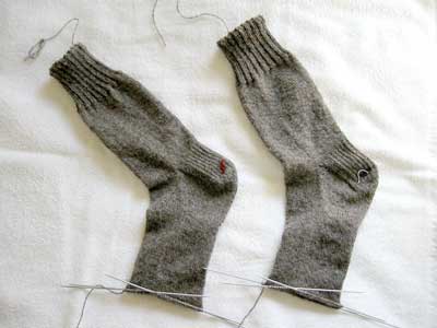 Socks ready for toe shaping