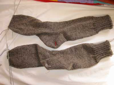 Socks with toe decreases knitted