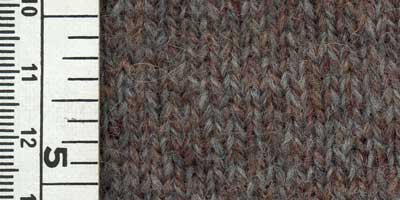 Detail of stockinette stitches with ruler