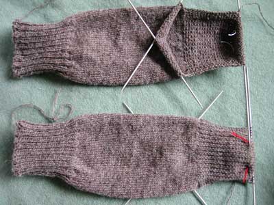 Socks with heel turned